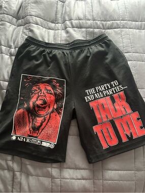 Talk To Me Online Ceramics Black Graphic Mesh BasketBall Shorts A24